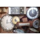 Smiths Electric Bakelite cased mantel clock, two 1960s mantel clocks, a Sachatz electric wall clock,