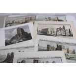 Collection of hand coloured 18th C views of North country castles by Samuel and Nathaniel Buck,