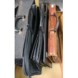 Tan leather document case, Samsonite black document case and an AA case etc (4)