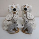 Pair of Beswick Staffordshire type fireside Spaniels (height 35cm) and a pair of Staffordshire