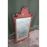 20th C Chippendale style mahogany framed mirror with gilt highlight