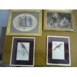 Gilt framed Crystoleum, framed print The Band Of Hope, and a pair of framed & mounted bird prints of