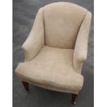 Modern oatmeal upholstered Edwardian style armchair on square tapering supports