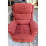 Restwell electric recliner in red floral patterned material