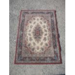 Belgium acrylic traditional Indo Persian pattern rug, beige ground with central medallion and floral