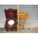 Hand crafted elm wood circular top bar stool on tree supports and a Victorian mahogany commode (2)