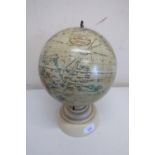 Geographeia 8 inch terrestrial globe, showing railways, steamer routes, distances in sea miles,