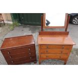 1930s oak dressing chest of three drawers and a similar 1950s medium oak chest of three drawers (2)