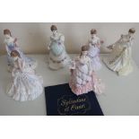 Set of six Royal Worcester "Splendor at Court" series figurines, "The Golden Jubilee Ball", "A Royal