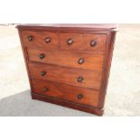 Victorian mahogany chest of two short above three long drawers, on plinth base (117cm x 111cm x