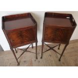 Pair of mahogany George III style pot cupboards, enclosed by single cupboard doors on pad feet,