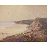 V. Whittle, 'Watergate Bay' watercolour, signed and dated 22/93, titled in pencil verso (21.5cm x