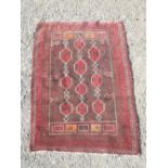 Traditional red ground Indo Persian pattern rug with central field and geometric border (145cm x
