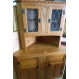 Yorkshire Oak; a Chris Checksfield (Catman, worked with Gnomeman of Littlebeck) oak corner cabinet