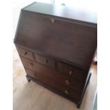 Stag Minstrel bureau with fall front above three short and two long drawers (76cm x 44cm x 98cm)