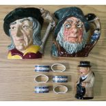 Two Royal Doulton character jugs "Rip Van Winkle" D6438 and "Pied Piper" D6403, small Winston