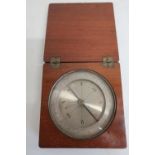 Victorian mahogany cased pocket compass, silvered dial with brass lock, dial 2in diam.