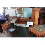 Retro mirror back drop centre c.1950/60s dressing table, a retro telephone table and a nest of three