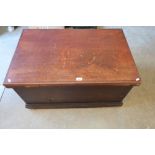 Victorian stained pine blanket box with hinged top.