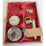 Victorian silver pocket watch case hallmarked Birmingham 1893 with movement and dial (incomplete),