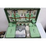 Sirram picnic set, with green plastic crockery, stainless steel cutlery and Stirram kettle Set No.