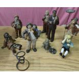 Selection of various studio pottery figures, mostly of gentlemen