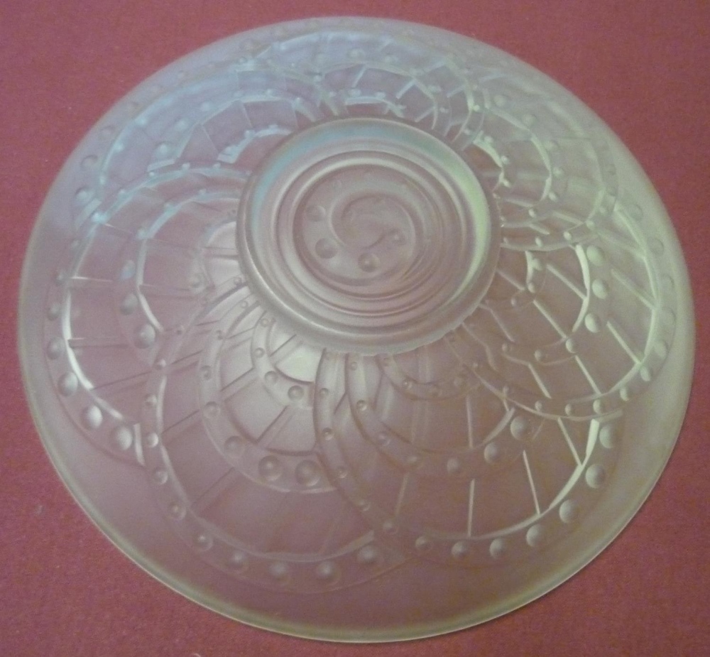 French Art Deco opaque glass circular dish, relief decorated with crescents, (24.5cm) - Image 2 of 2