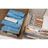 Quantity of Sanewood stainless steel cutlery, with wooden handles, incl. cake server, bread knife,