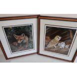 Liz Gamett-Orme "Barn Owls" ltd. ed print 99/200, and "Foxes" ltd. ed 27/200, both signed in