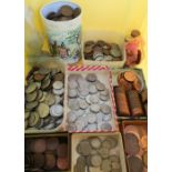 Large collection of coins, mainly pre-decimal copper incl. pennies, half pennies, 6d and 3d, etc
