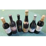 Six various assorted bottles of wine including two bottles of Cepa Del Mar, a Ahrblute 1964 etc