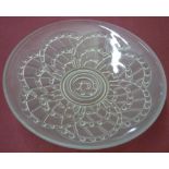 French Art Deco opaque glass circular dish, relief decorated with crescents, (24.5cm)