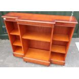 Bradley modern yew wood style breakfront adjustable height bookcase (33cm x 113cm x 96cm)