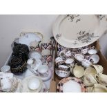 Victorian and later ceramics including Ainsley floral decorated part tea service, black jewelled