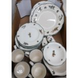 Johnson Brothers breakfast service, decorated with game birds on a white ground