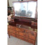 Edwardian inlaid mahogany dressing chest with bevelled edged mirror and two drawers above two short