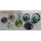 Selection of various glass paperweights including Caithness, Stuart, Ackroyd etc