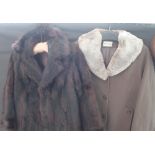 Vintage ladies 3/4 length fur coat and a fur trimmed overcoat (2)