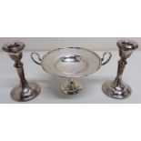 Edwardian hallmarked silver two handled sweetmeat stand, (18cm), London 1906 by Holland,