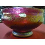 Royal Brierley red Art Glass pedestal bowl, (20cm diam)