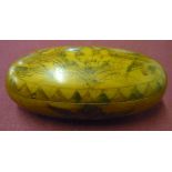 Unusual oval table box pen work decorated with dancing prawn, (11cm)