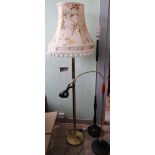 Modern brass standard lamp and two other floor lamps (3)