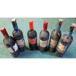 Six bottles of various assorted red wine including three Blue Ridge Merlot 2001, a Domaine Des