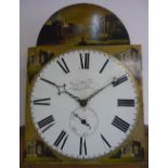 19th C mahogany crossbanded oak long cased clock, arch painted dial signed Geo. Parker, Ulverstone