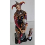 Royal Doulton figure "The Jester" HN2016 (height 25cm) and a small Doulton figure "The Jester"