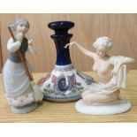 British Navy Pusser's rum ships decanter, ceramic nude figure of a kneeling lady and a Lladro figure