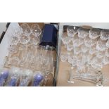 Suite of Stuart crystal glassware, comprising glasses, champagnes, liquors, tumblers, mostly unused,