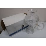 Near pair of Waterford Crystal glass table lamps, handmade in the Republic of Ireland, one boxed (2)