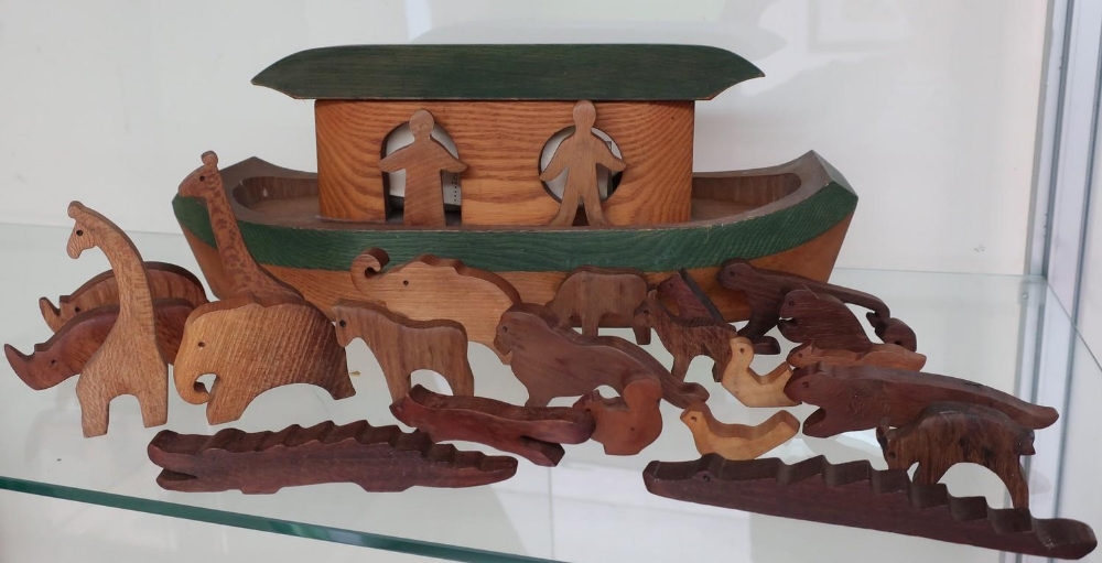 Wooden Noahs Ark by Woodpecker Toys (John Spence), animals are made from the following woods: