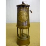 Protector Type SL brass and steel miners lamp No. 237, stamped WM78 (22cm)